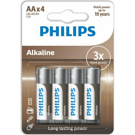 Μπαταρίες PHILIPS Alkaline AA LR6 1.5V συσκευασία 4 τεμαχίων LR6A4B/10